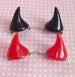Cute mini resin devil horn hair clips in red and black 