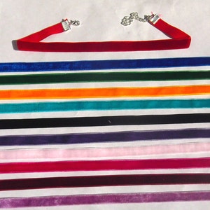 13 Colours! Plain velvet choker in red blue orange green purple pink black peach or burgundy