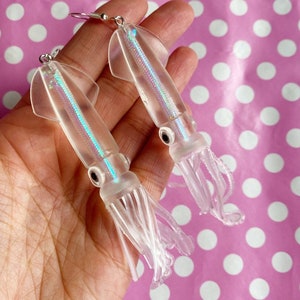 Giant jelly squid earrings hook stud or clip on