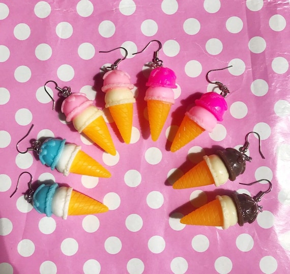 Cute Ice Cream Cone Earrings Strawberry Chocolate Bubblegum - Etsy Australia