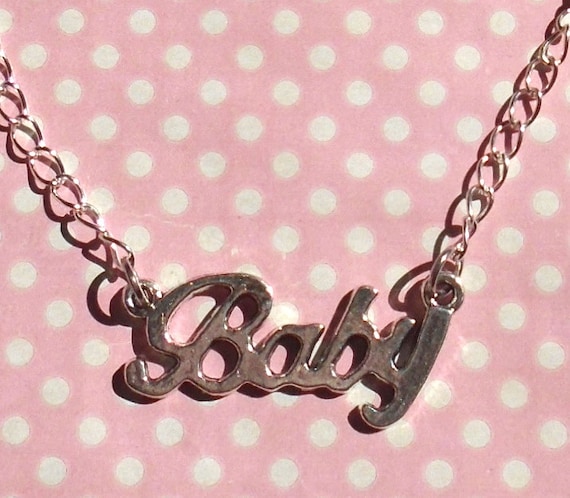 Cute Silver Baby Necklace Etsy