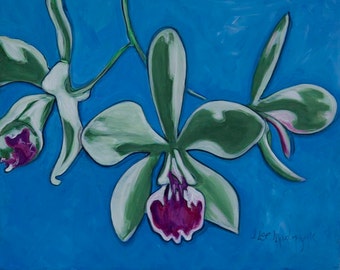 ORCHID # 2, Cattleya, orchid paintings, orchid prints, floral paintings, floral prints, cattleya paintings prints, modern art contemporary