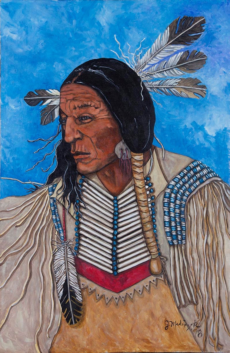 figural paintings western paintings giclees prints from original art tribal painting Tribal The Surveyor native american painting
