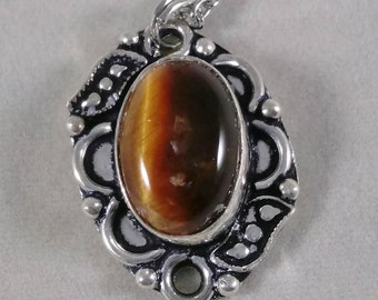 Tiger's Eye Antique Style Pendant