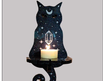 Black Cat Tea Light Holder