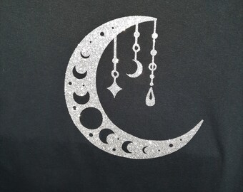 Boho Moon Black T-Shirt