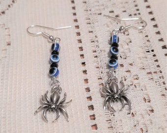 Evil Eye Spider Earrings