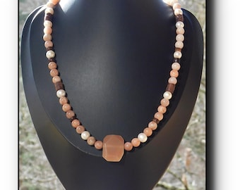 Sunstone/Moonstone Pendant Necklace
