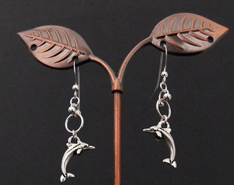 Ocean-inspired Leaping Dolphin Charm Earrings - Beach Themed Jewelry