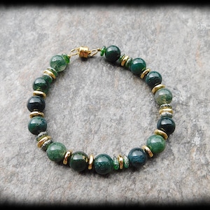Natural Beauty - Handcrafted Moss Agate Bead Bracelet