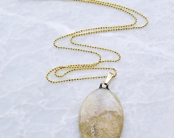 Fossil Coral Pendant Necklace