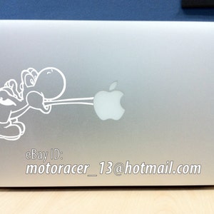 Yoshi apple sticker black/white high quality vinyl decal Nintendo MacBook Pro Air 13 15 image 2