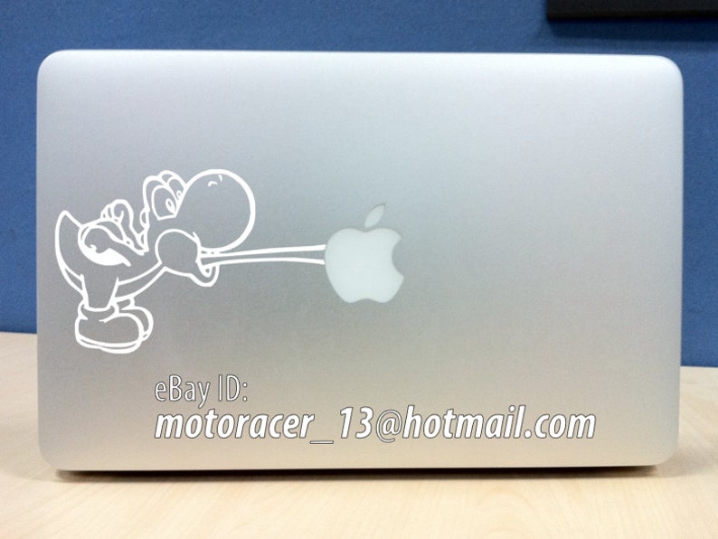 Yoshi apple sticker black/white high quality vinyl decal Nintendo MacBook Pro Air 13 15 image 2