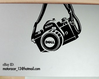 Dell camera Nikon sticker voor alle laptopformaten! ZWARTE hoge kwaliteit vinyl sticker in PC