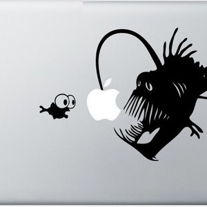 Angler Fish Apple sticker - made w/ high quality vinyl decal for Macbook / Pro / Air 13in 15in & 17in