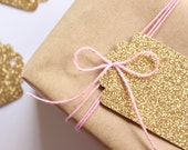 8 gold glitter gift tags  - sparkly paper gift tags - glitz and glamour gift tags