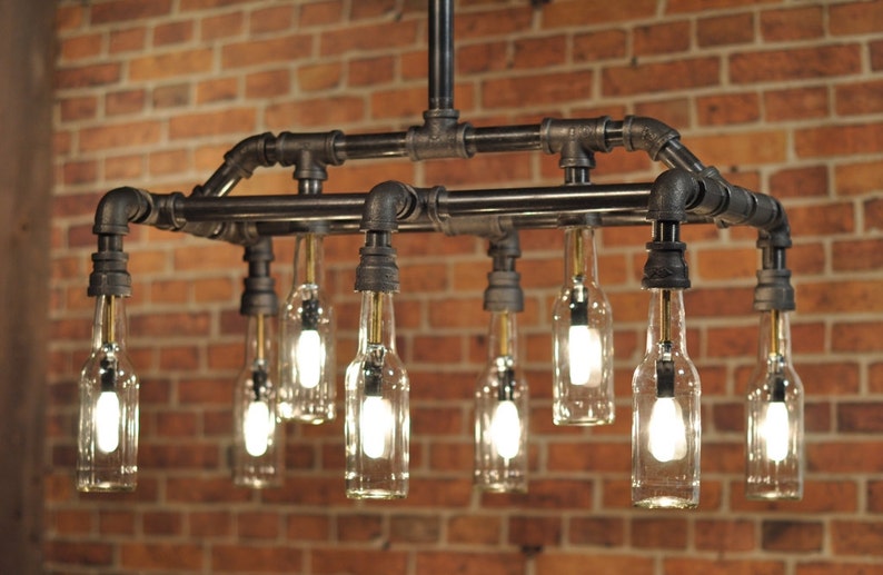 Genesis Industrial Steampunk Chandelier Beer Bottle Light Etsy UK