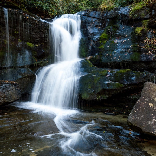 John Rock, Cedar Rock Creek Falls, Waterfall, Brevard, North Carolina, Hiking, Landscape Photograph