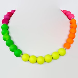 Neon Block Pearl Necklace Summer Time Jewelry Trendy Jewelry Neon Jewelry Neon Multi Color Necklace Neon Necklace Block Necklace Jewellery