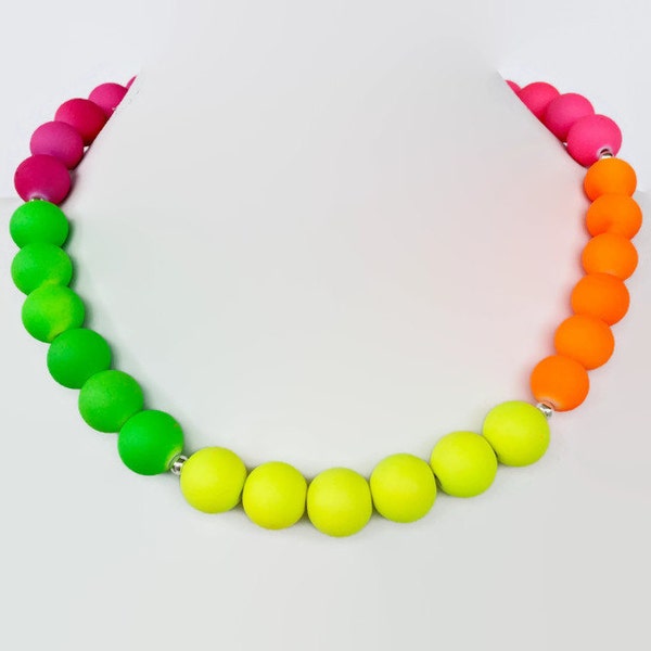 Neon Block Pearl Necklace Summer Time Jewelry Trendy Jewelry Neon Jewelry Neon Multi Color Necklace Neon Necklace Block Necklace Jewellery
