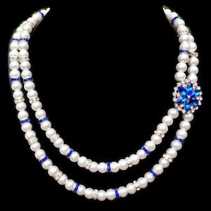 Pearl Bridal Jewelry - Bridesmaids necklace - Bridal Party Gift - Wedding Something Blue- Pearl Necklace - Cowgirl Wedding Jewelry - Blue