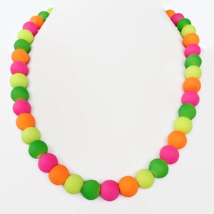 Neon Multi Color Pearl Necklace Summer Time Jewelry Trendy Summer Jewelry Neon Jewelry Neon color Necklace Neon Necklace Neon Jewellery image 1