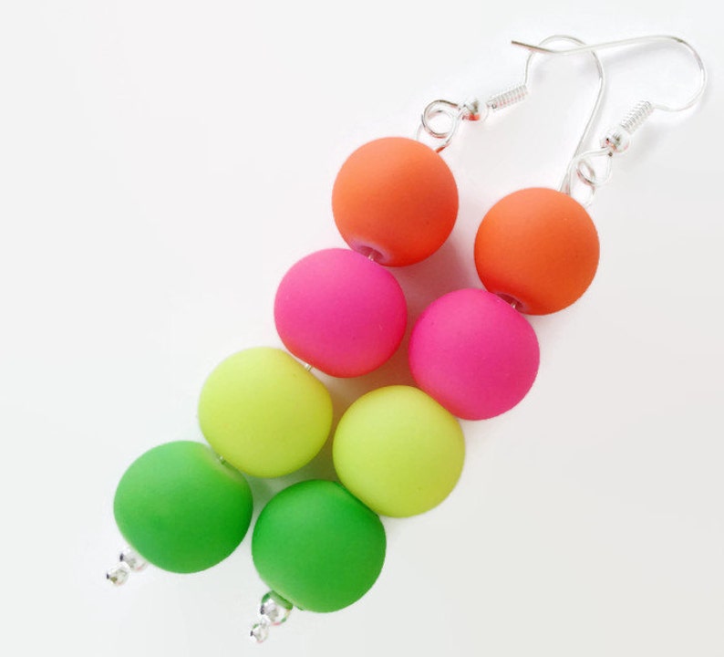 Neon Multi Color Pearl Necklace Summer Time Jewelry Trendy Summer Jewelry Neon Jewelry Neon color Necklace Neon Necklace Neon Jewellery image 2