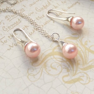 Blush Pink Bridal - Bridesmaid Jewelry - Austrian pearl Jewelry - Pearl Bridal Jewelry - Bridesmaid Jewelry Set - Bridal Jewelry - Wedding
