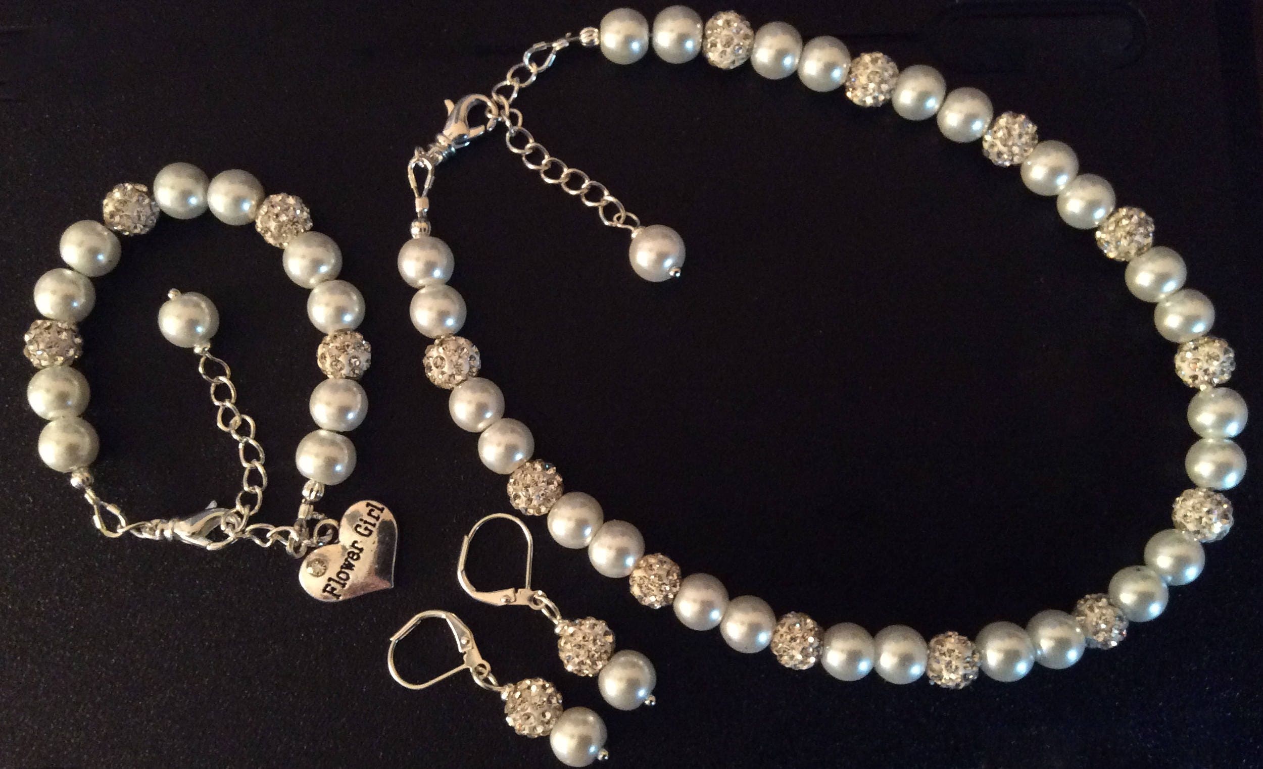 Flower Girl Jewelry Set Bridal Pearls Junior Bridesmaid Etsy