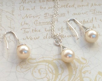 Cream Rose Bridal - Bridesmaid Jewelry - Austrian pearl Jewelry - Pearl Bridal Jewelry - Bridesmaid Jewelry Set - Bridal Jewelry - Wedding