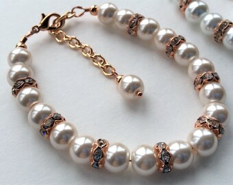 Rose Gold Moeder van de Bruid armband - Bruidsfeestarmband - Rose Gold Bruidsmeisje Sieraden - Rose Gold Bruidsarmband - Rose Gold - Rose