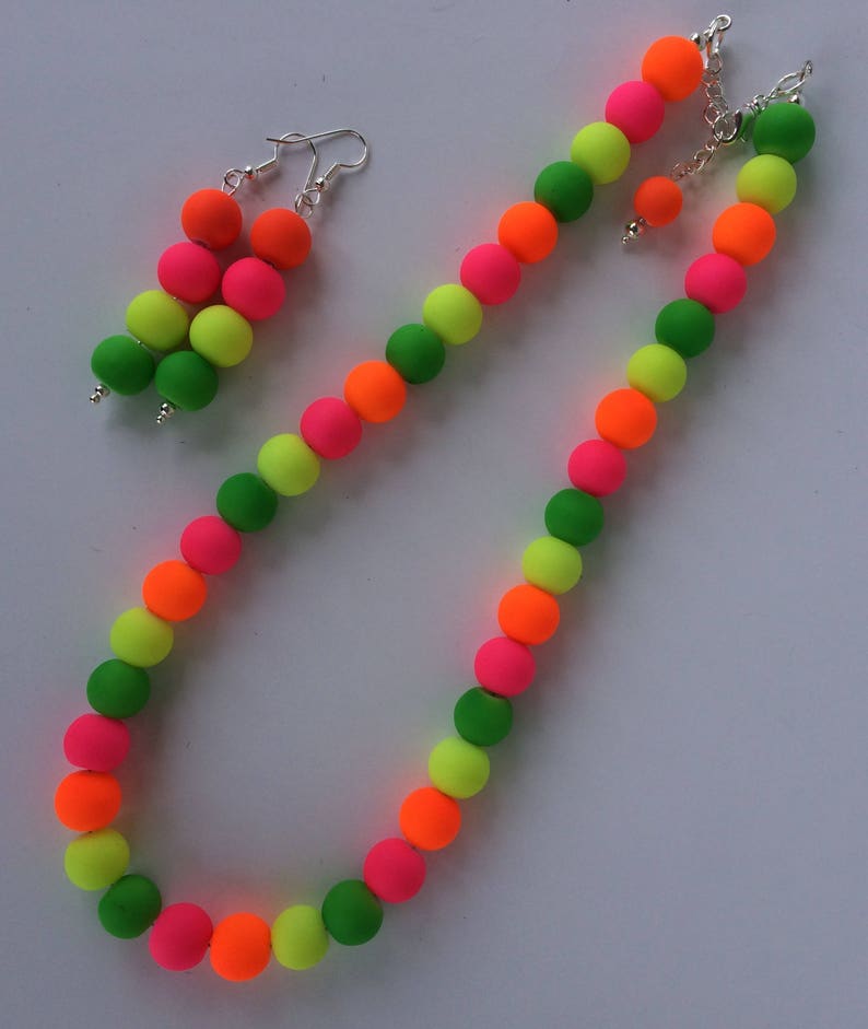 Neon Multi Color Pearl Necklace Summer Time Jewelry Trendy Summer Jewelry Neon Jewelry Neon color Necklace Neon Necklace Neon Jewellery image 7