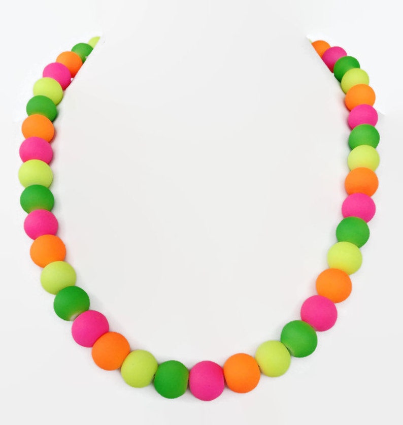 Neon Multi Color Pearl Necklace Summer Time Jewelry Trendy Summer Jewelry Neon Jewelry Neon color Necklace Neon Necklace Neon Jewellery image 1