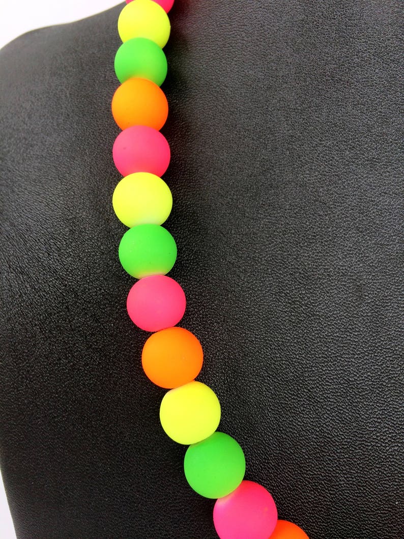 Neon Multi Color Pearl Necklace Summer Time Jewelry Trendy Summer Jewelry Neon Jewelry Neon color Necklace Neon Necklace Neon Jewellery image 6