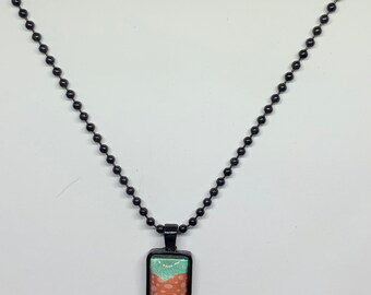 Rectangle Heart Paper and Jewelry Glass Necklace