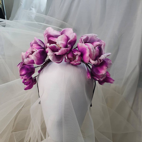 Silk Magnolia hairpiece, Oversized fascinator, Silk flowers headband, Bride hairpiece, Boho Bride headband, Bride fascinator, Bride Decor