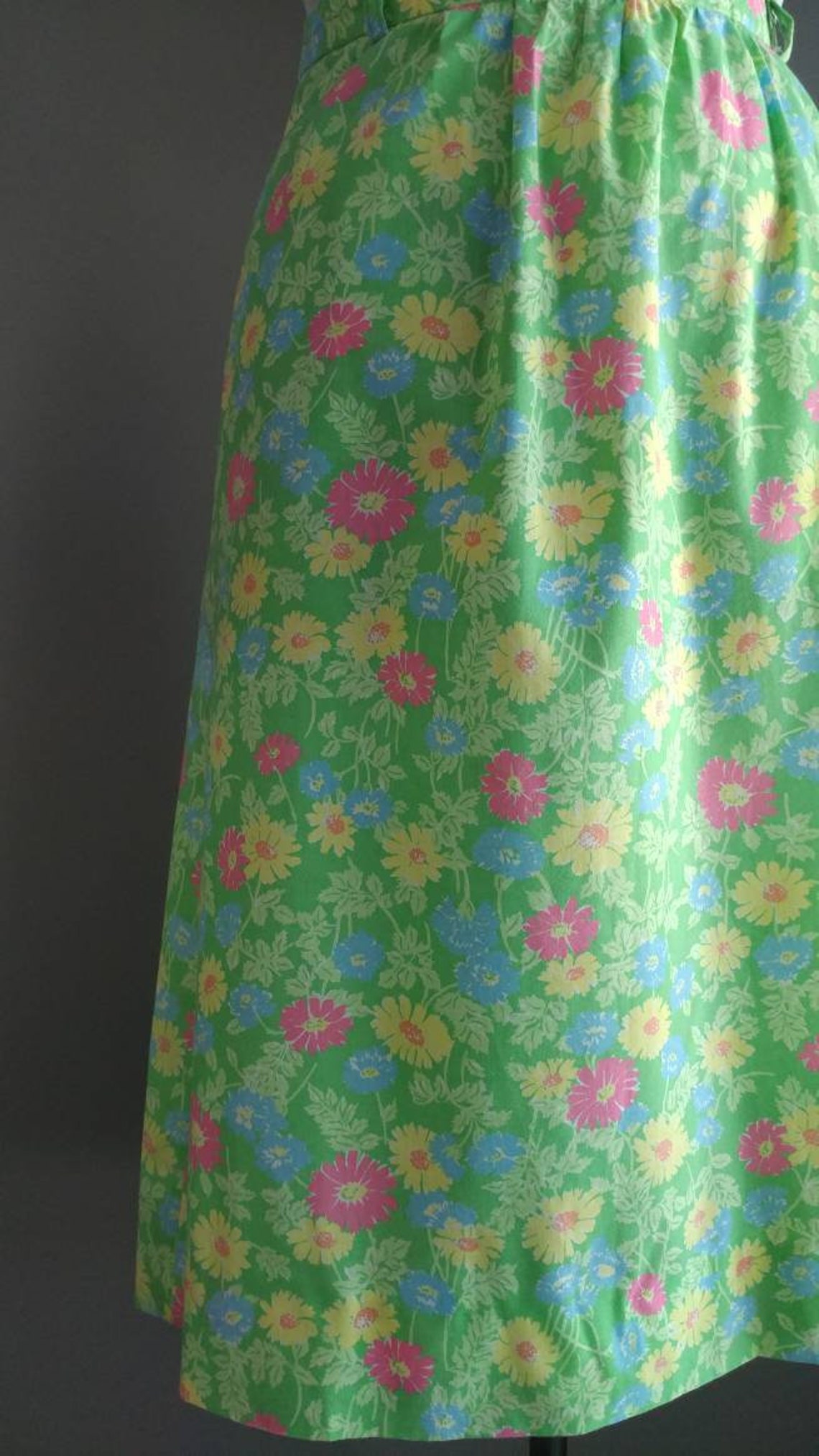 Vintage Green Floral Skirt Summer Floral Skirt with Pockets | Etsy