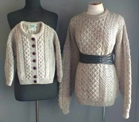 Vintage Childs Aran Sweater Kids Irish Knit Sweate