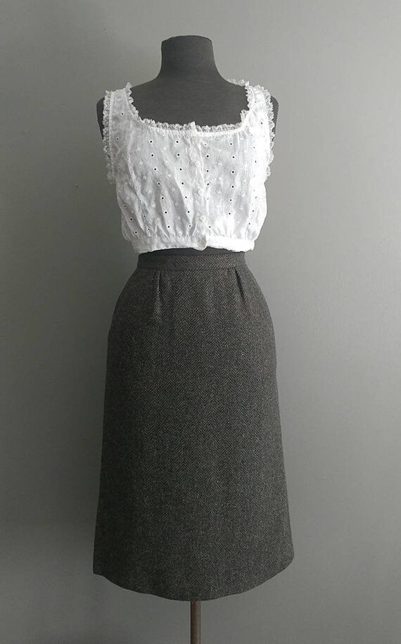 Vintage Tweed Skirt Herringbone Tweed Skirt Wiggle Skirt Etsy