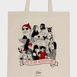 Wes Anderson's world Tote Bag Wes Anderson Totebag Bag Cotton hipster illustration