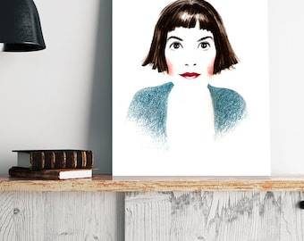Audrey Tautou - Amelie Paulin- Movie Poster - Movie Poster - Wall Art Print - Digital Print - Movie Gift - French