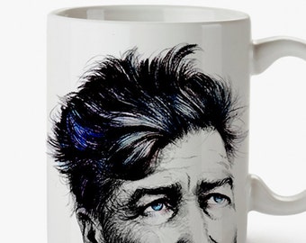 Taza con ilustración exclusiva David Lynch. Acabado perfecto. Resistente microondas y lavaplatos