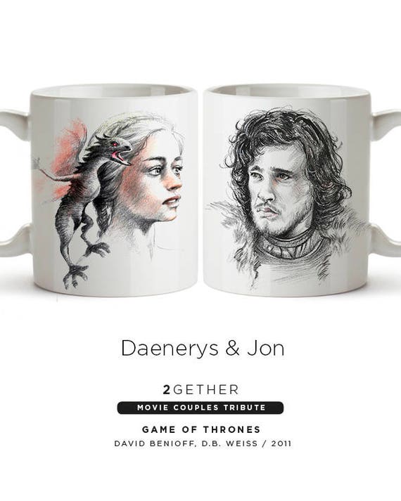 Pack 2 tazas Two Mugs Game of Thrones Daenerys Jon Snow Nieve - Etsy España