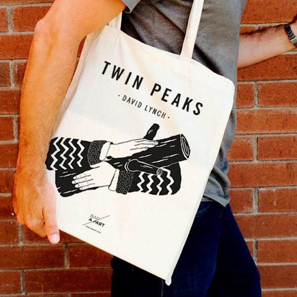 Tote bag  Homenaje a Twin Peaks - Agente Cooper - Ask my Log - David Lynch tronco log lady laura palmer