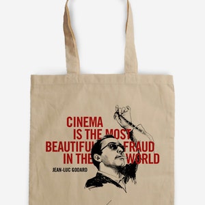 Tote Bag - JEAN LUC GODARD - Nouvelle Vague - Cotton Fabric Bag Totebag Tote - Cinema Fan Art