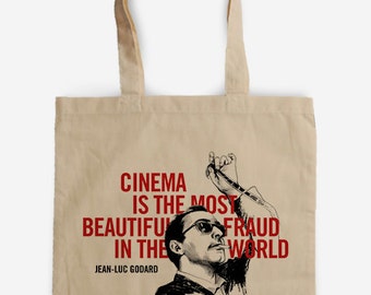 Tote Bag - JEAN LUC GODARD - Nouvelle Vague - Cotton Fabric Bag Totebag Tote - Cinema Fan Art