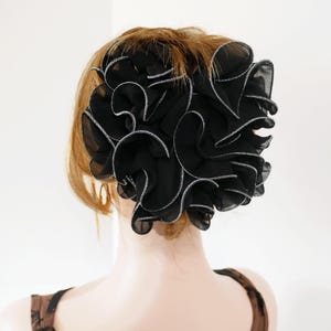 Jaw Clip Bow Jumbo Size Silver and Gold Trimming, Chiffon fabric Decoration Decoration Women&#39;s Hair Accessories