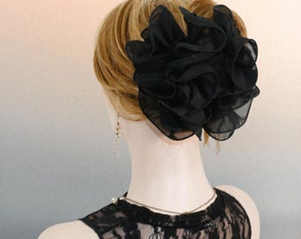 Pinza de gasa con lazo para la mandíbula, tamaño mediano: accesorio elegante para el cabello de mujer, 15 cm de ancho