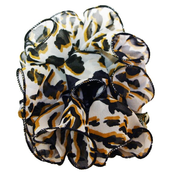 Animal Print Chiffon Hair Bow Jaw Clip - Women's Hair Accessory (6")