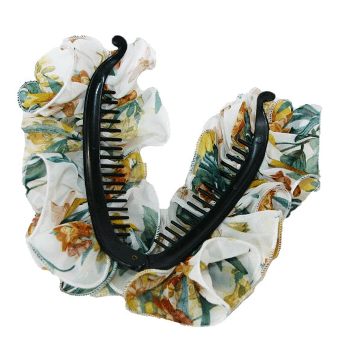 Banana Clip Comb With Sheer Material Banana Clip With Floral Etsy